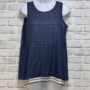 Crosby. Blue Striped High Low Layered Tank Top Small
